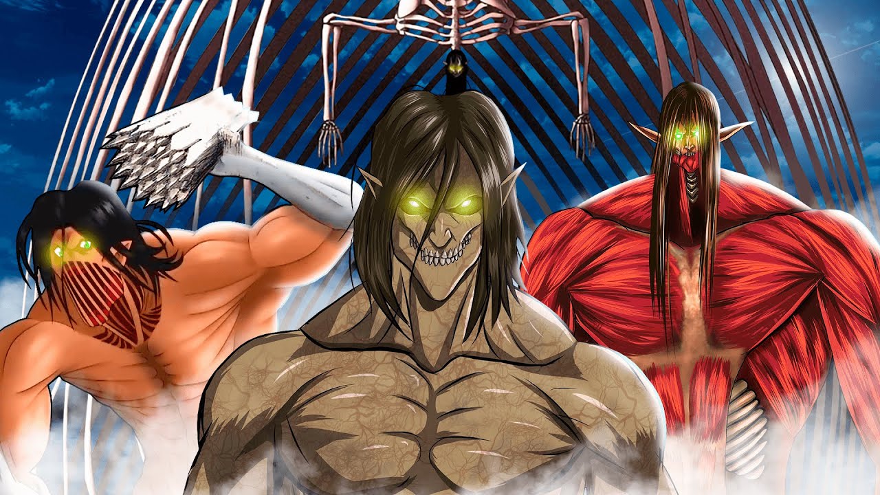 Все формы Титана Эрена в Shingeki No Kyojin (Colossal, Warhammer, Founder...)