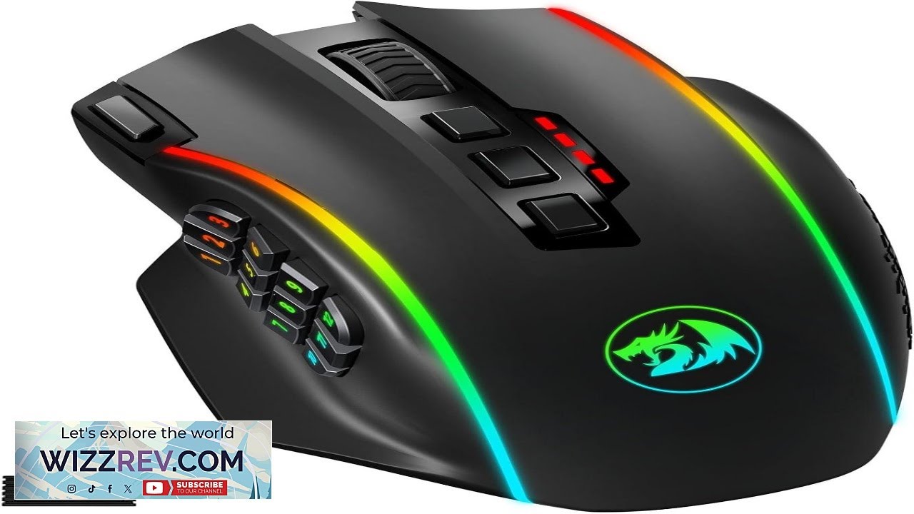 Redragon Wireless Gaming Mouse MMO Gaming Mouse UP 16 000 DPI 16 Macro