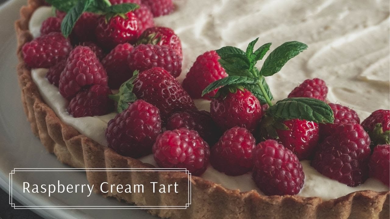 Raspberry Cream Tart | ASMR Cooking | No talk cooking