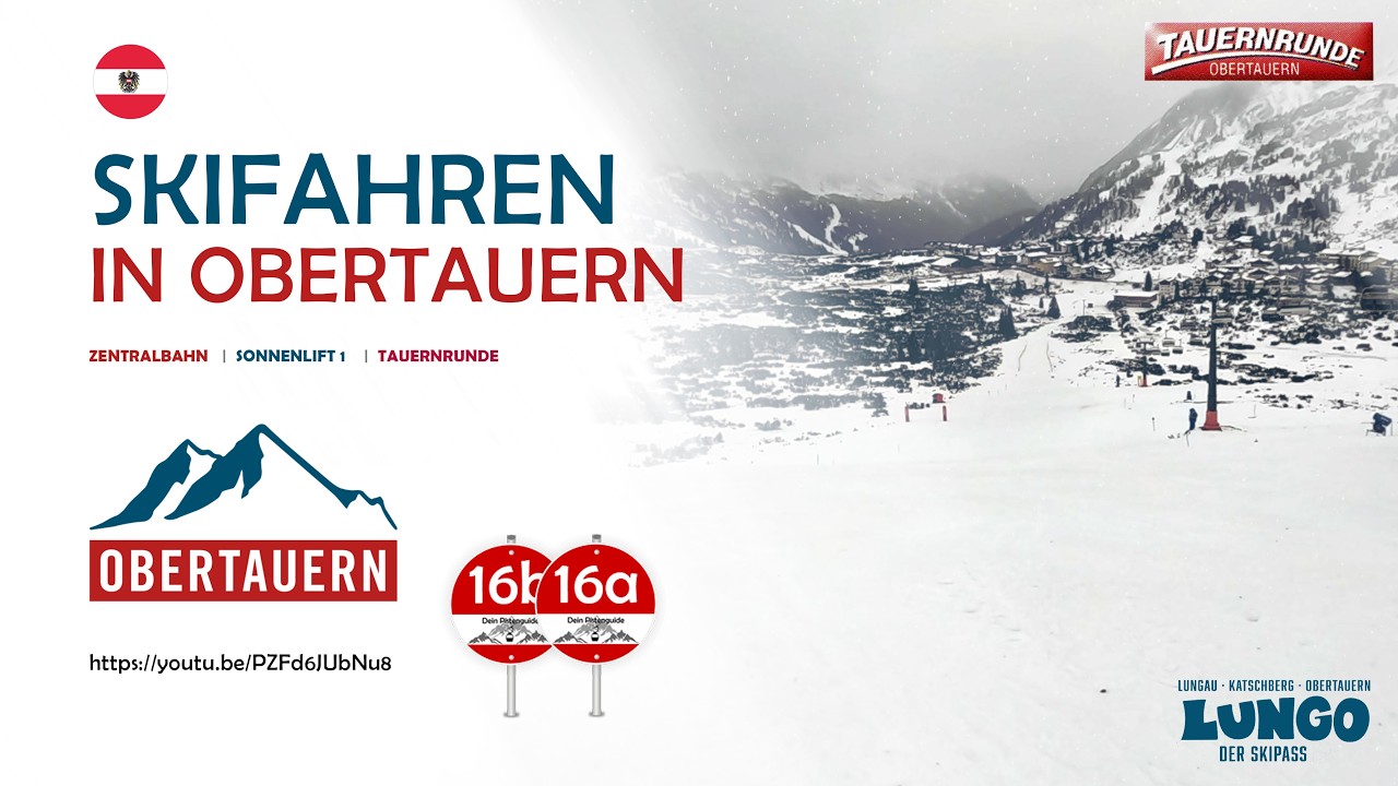 Obertauern  - Piste 16b (rot) und Piste 16a (rot) - Zentralbahn - Tauernrunde rot