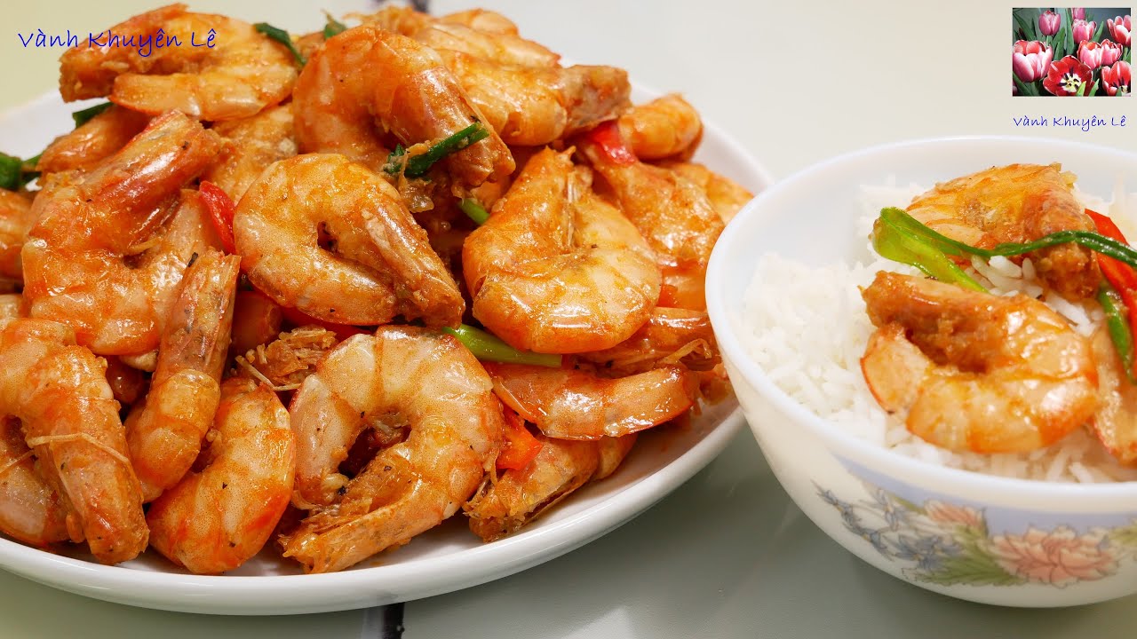 Tôm Ram Mặn Không bị Khai, Cách ram Tôm thơm ngon đậm Vị, Tôm ram Nước Dừa lên Màu đẹp, Vanh Khuyen