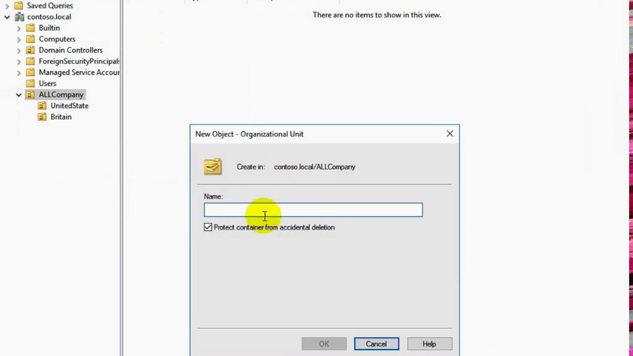 How to Create OU in Active Directory on Windows Server 2016