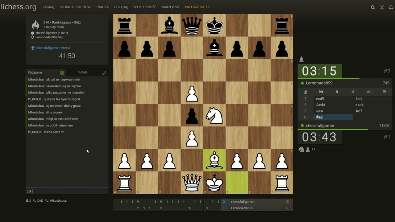 Lemonade899 vs chessfullgamer, Ćwierćfinały turnieju DSO Arena w wieloboju szachowym
