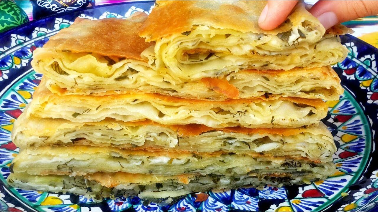 КАТЛАМА С СЫРОМ И ЗЕЛЕНЬЮ В ДУХОВКЕ/ СЛОИСТАЯ КАТЛАМА В ДУХОВКЕ/ ТЫСЯЧА СЛОЕВ В ЛЕПЕШКЕ.