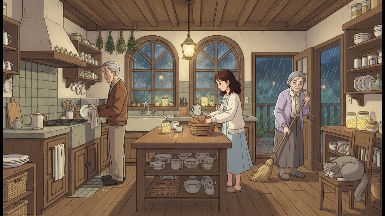 Cozy Rainy Kitchen in 60 Seconds | Ghibli Inspired