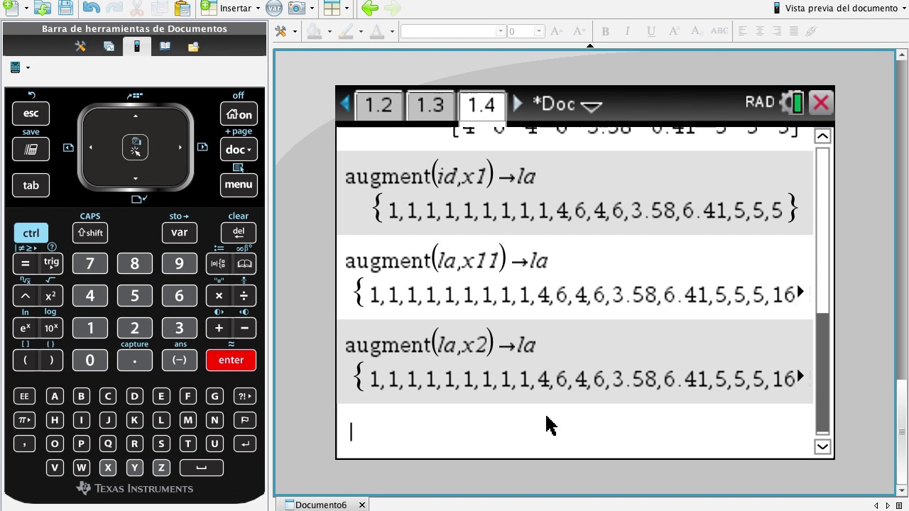 Como hacer una matriz desde datos de la hoja de cálculo en la TI nspire cx con ejemplo
