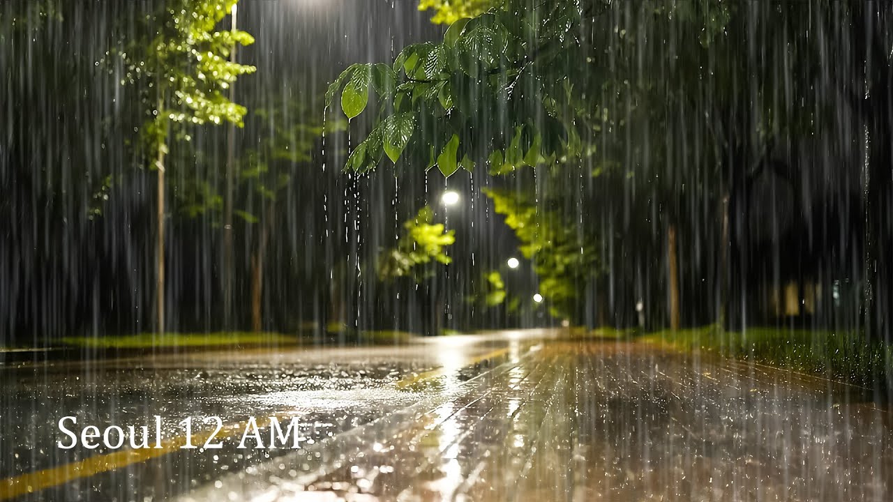 Quiet Night Street Rain That Melts Stress Away | ASMR Natural Sounds to Deep Sleep