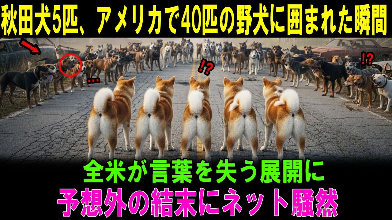 【海外の反応】「まるで王のようだった」廃村を支配していた野犬たちが、秋田犬にひれ伏した瞬間 #海外の反応  #海外の話 #海外の感動話  #秋田犬
