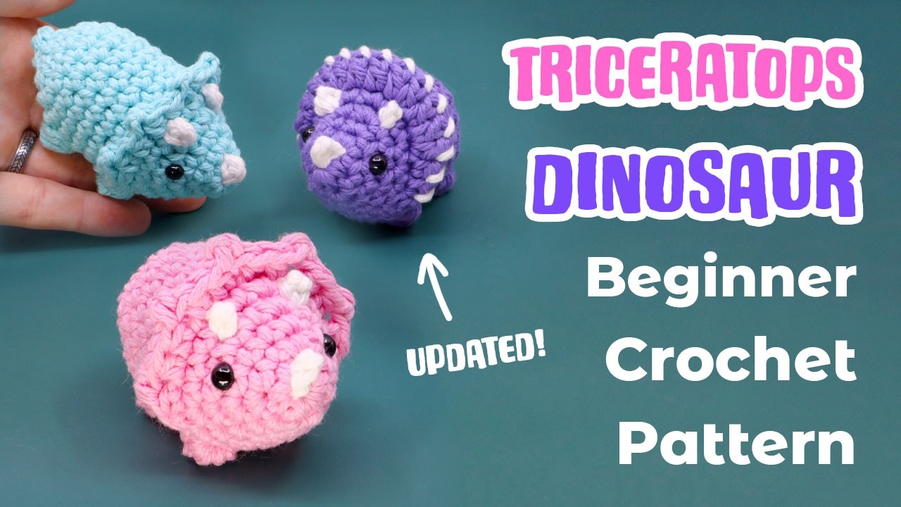 Triceratops Dinosaur Amigurumi || UPDATED PATTERN! Beginner Crochet Tutorial