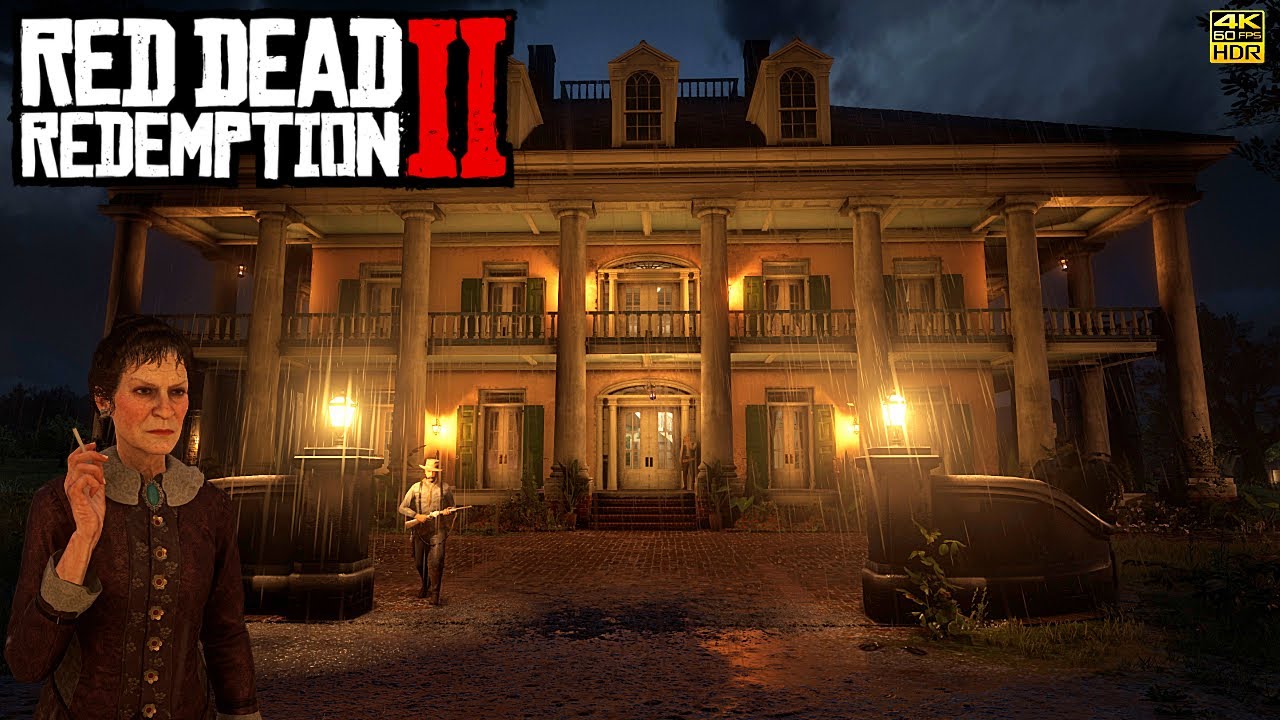 [4K] Walking in a THUNDERSTORM at Braithwaite Manor Red dead redemption 2