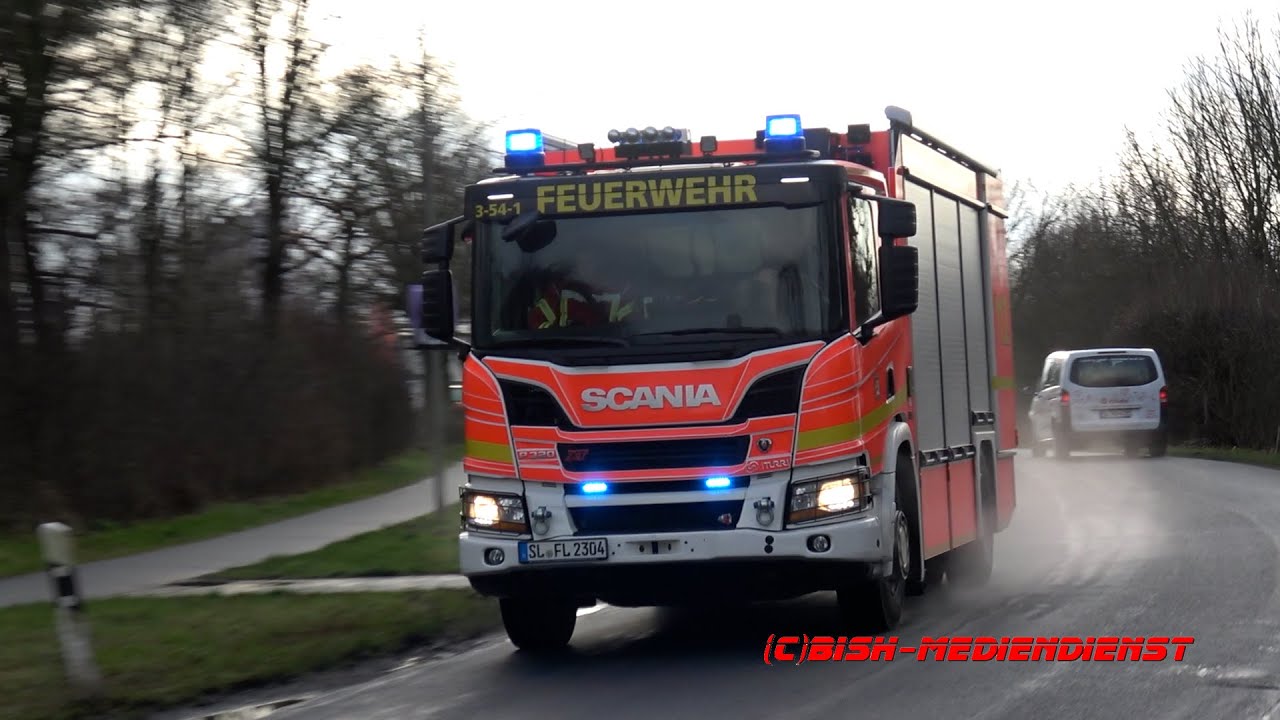 [FEU 4 XY - Brennt Autowerkstatt] Einsatzfahrt Löschzug-Gefahrgut Kreis Schleswig-Flensburg