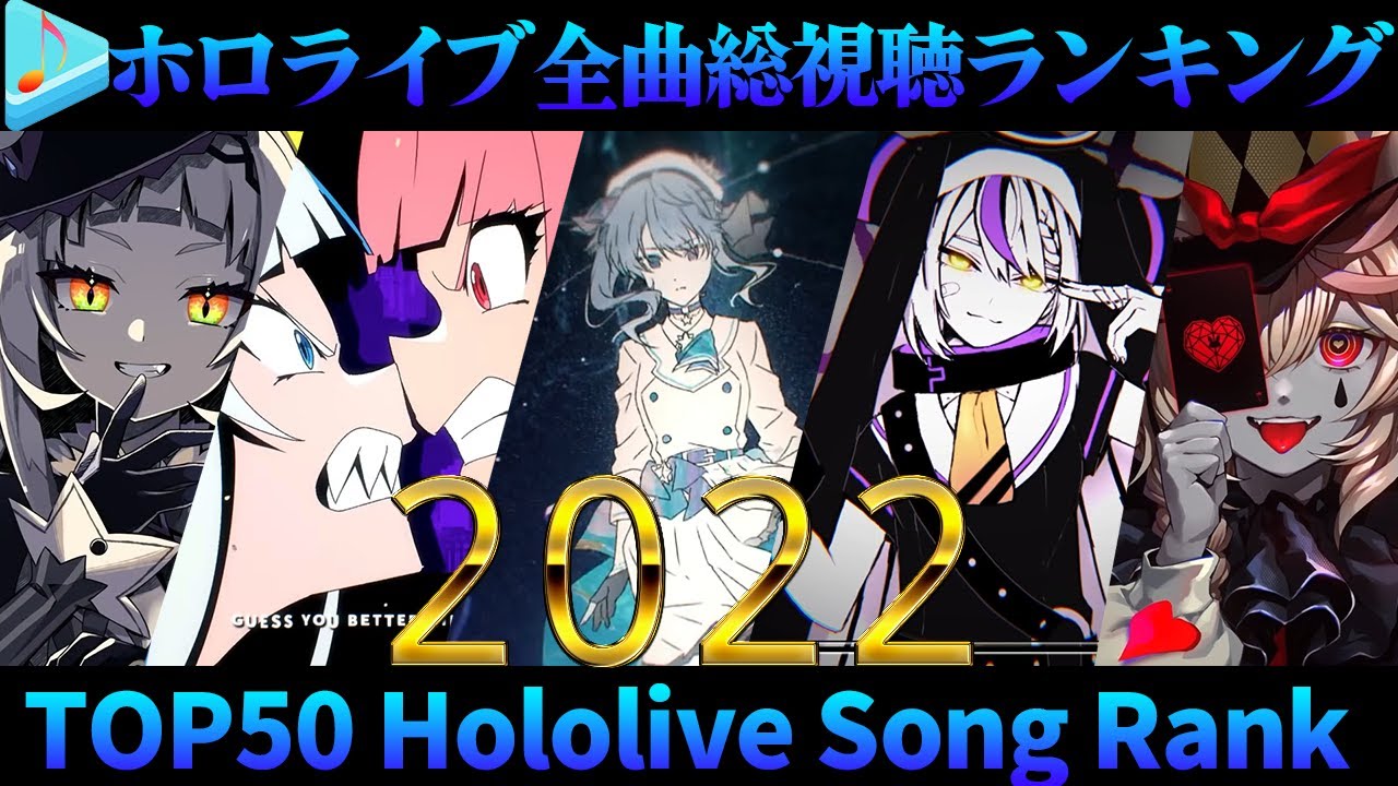 【hololive/2022】ホロライブ全曲総視聴数ランキングTOP50  50 All-time Most Viewed hololive songs