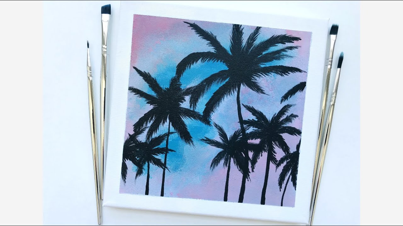 Color Challenge Week 33 | Palm Tree & Clouds | Acrylic Painting
