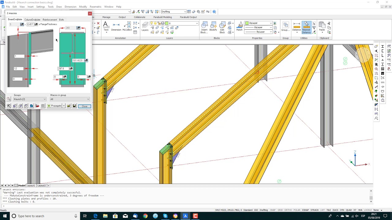 Parabuild exercise B2 : Connections between Columns and beams
