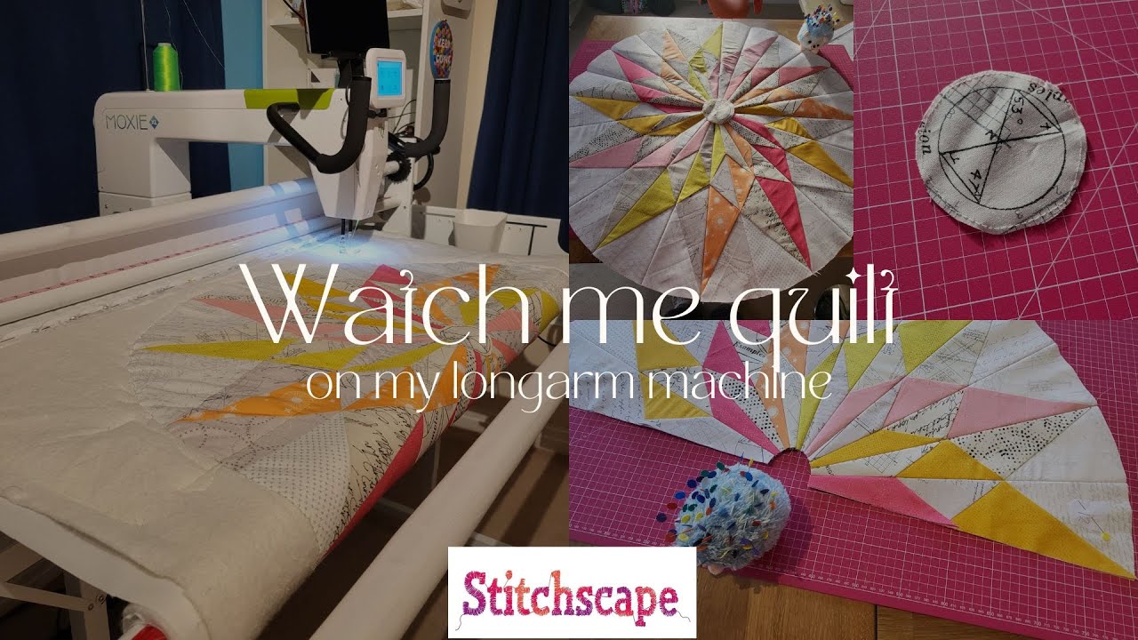 I'm just a girl, longarming on my winter star wall-hanging, using Handiquilter Moxie xl machine