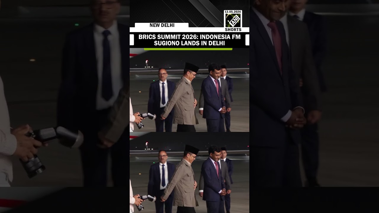 Indonesia foreign minister Sugiono arrives at Delhi airport for BRICS Summit 2026
