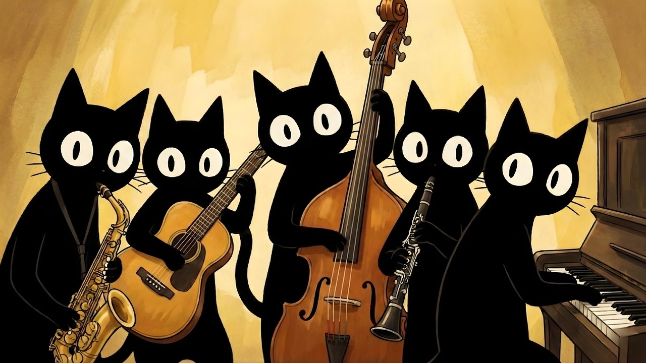 Black Cats Groove: Uplifting Jazz Band for Productive Work