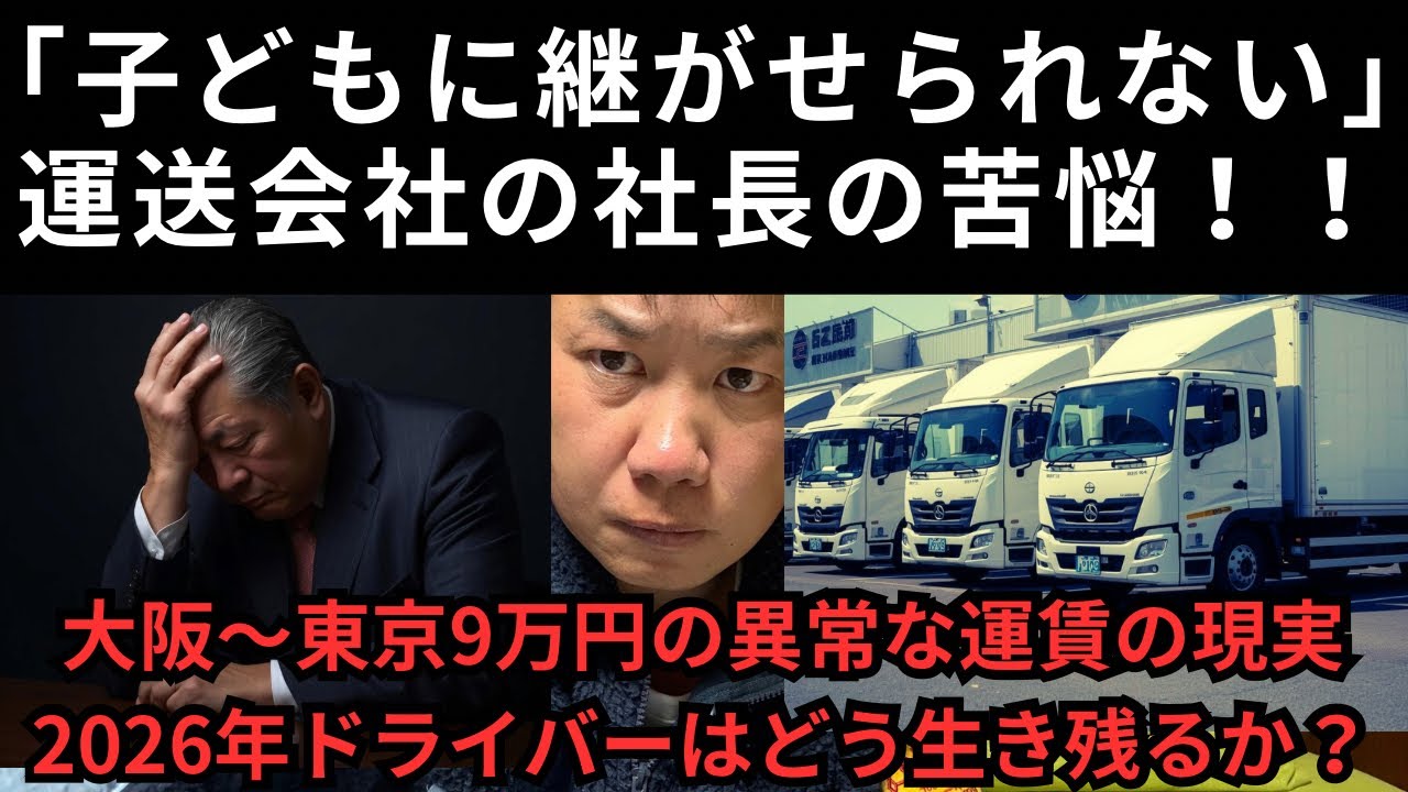 「子どもに継がせられない」運送会社の社長の苦悩！大阪〜東京9万円の異常な運賃の現実とは？