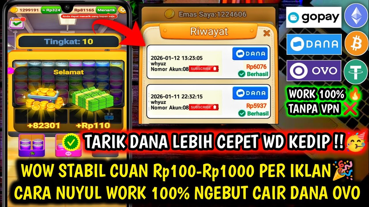 ASLI CAIR DANA !! Cara Nuyul Aplikasi Penghasil Uang Terbaru Short Pack Instan WD Dana, Dana Kaget💰🎉