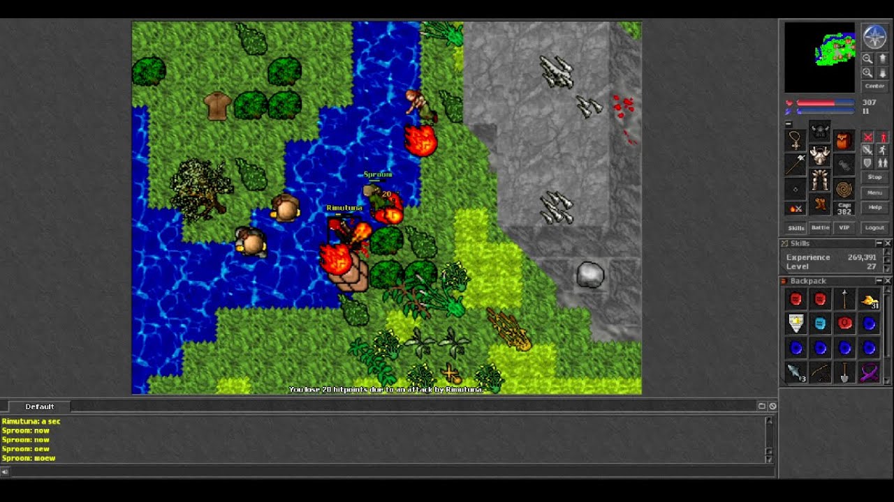 Old Tibia 7.11 - Knight hunting Noobs in Amazon Camp (Isara 2003)