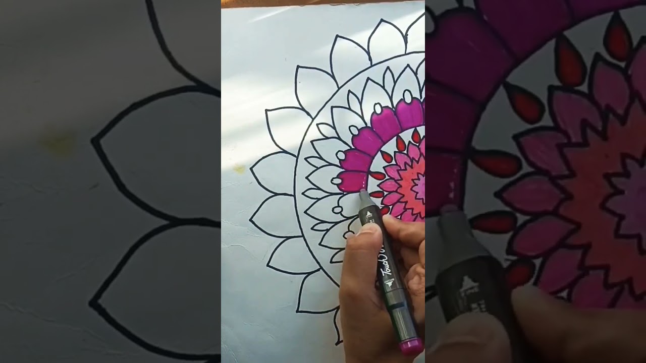 Easy Mandala Coloring🌸| Drawing for kids #coloring #art #creative #diy #kids #ytshorts