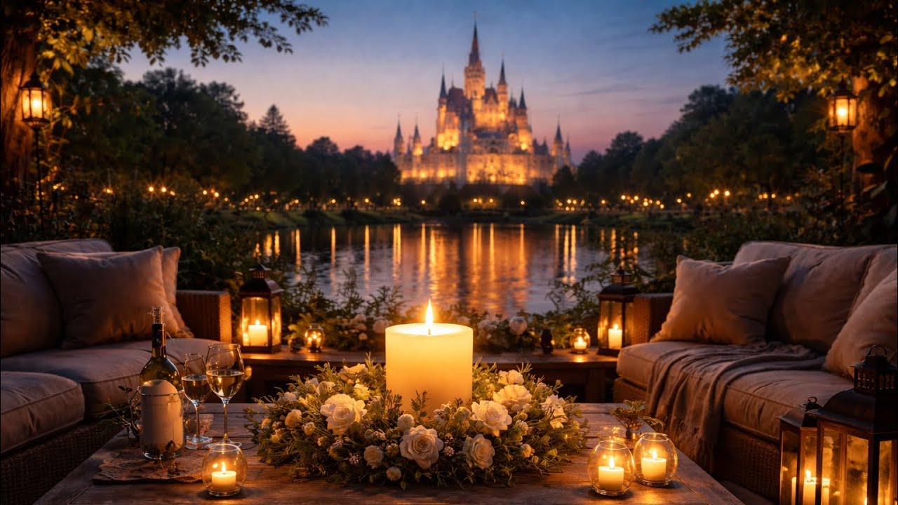 Luxury Castle Night Ambience 🕯️ Romantic Candlelight View | Relaxing 4K Scenery
