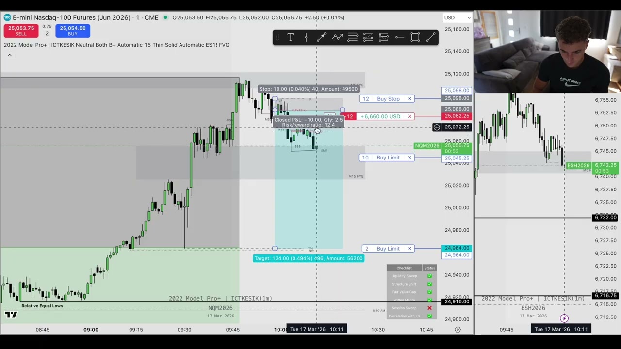 Торги в режиме реального времени! Фьючерсы на $NQ | 09:45 - 10:15 ICT AM MACRO | 17/03/26