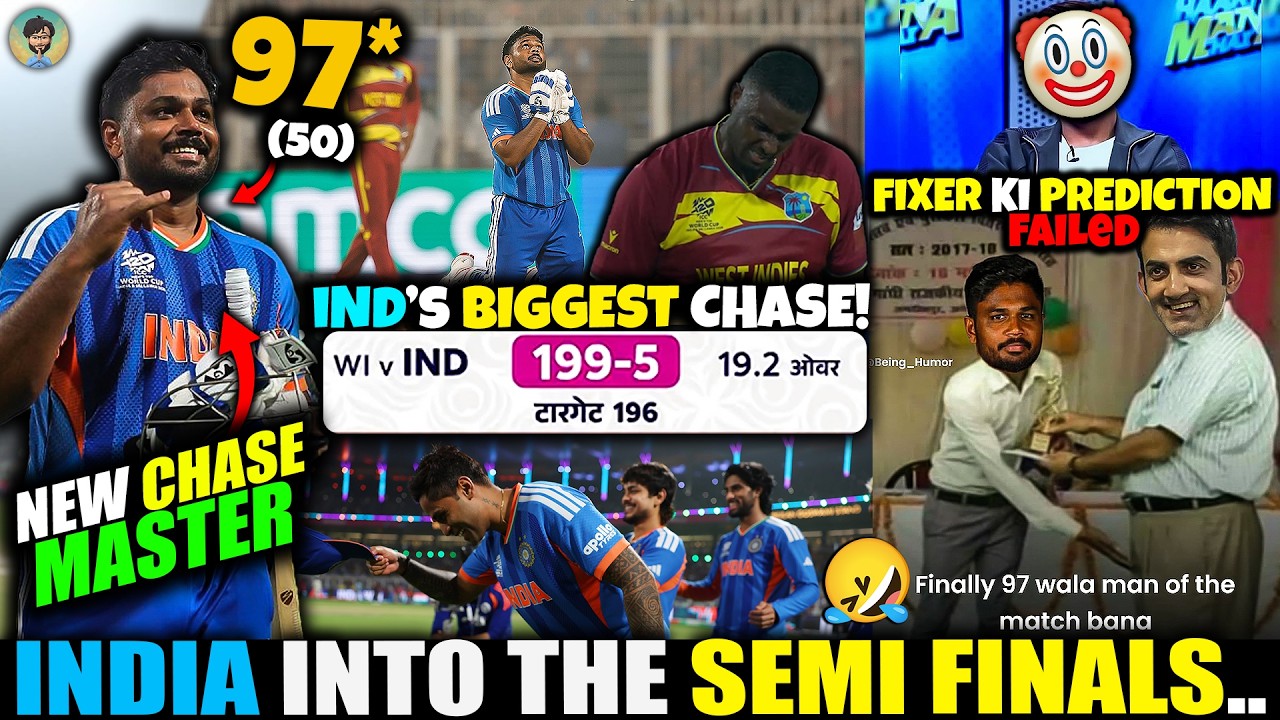Finally India Qualify In Semifinal 😍 Sanju Samson 97* 🔥 IND vs WI Super 8 Highlights