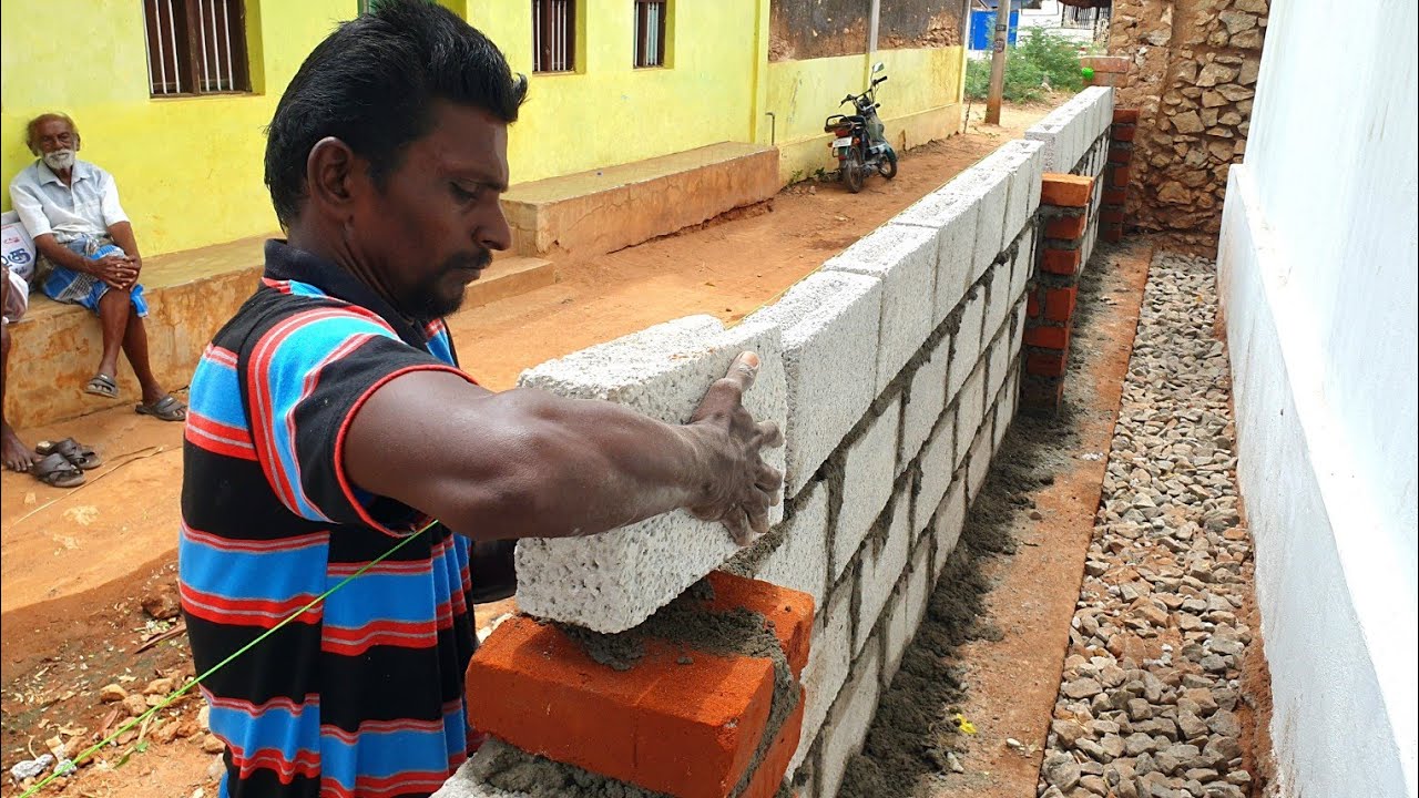 Hollowblocks CompoundWall_ Perfectly Build On House around CompoundWall with Hollowblocks and Cement