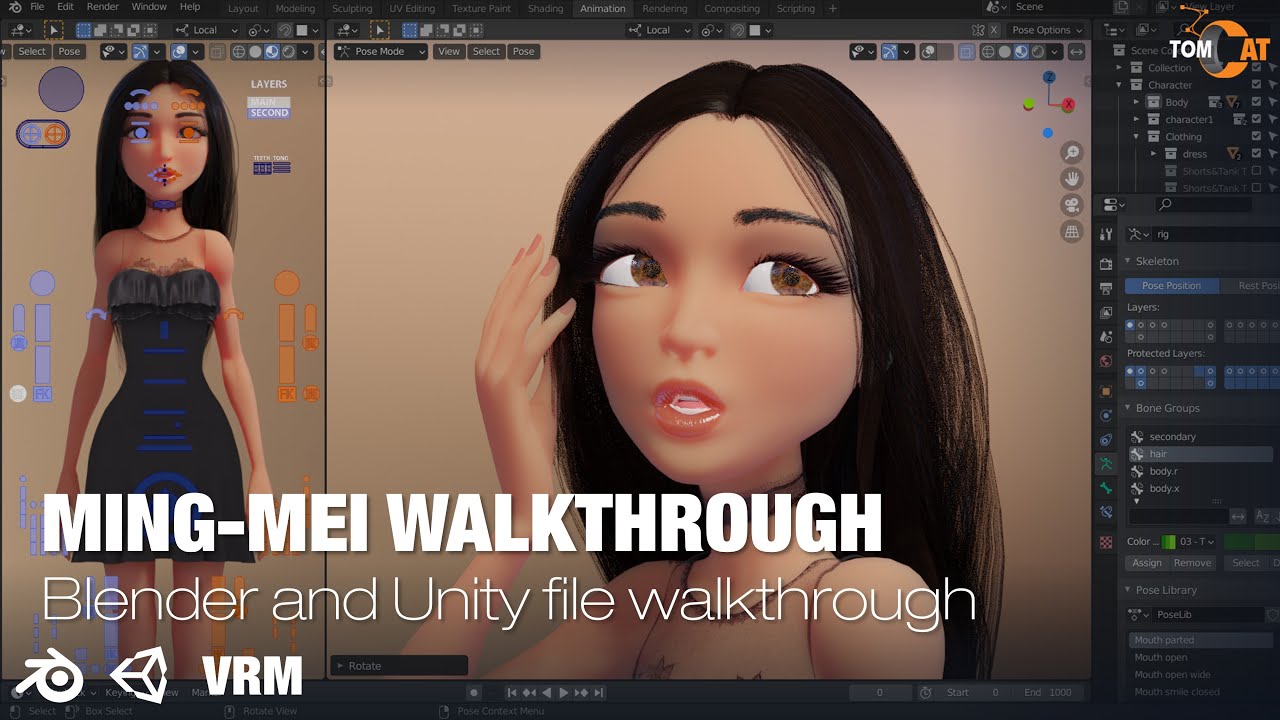 Ming Mei Rigged Woman Blender & Unity Intro Walkthrough