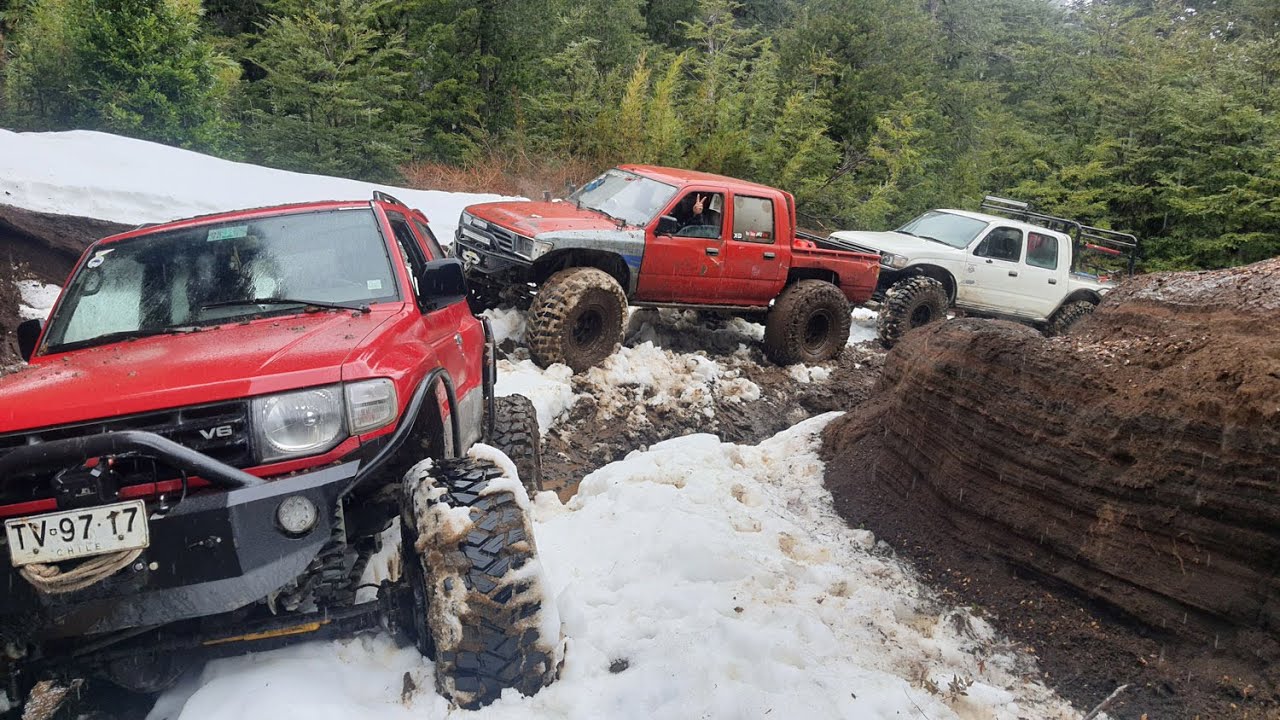 RUTA 4X4 CABURGUA-CHILE. Nieve, barro. Hilux 2rz vs Hilux 3rz vs Montero 3.5