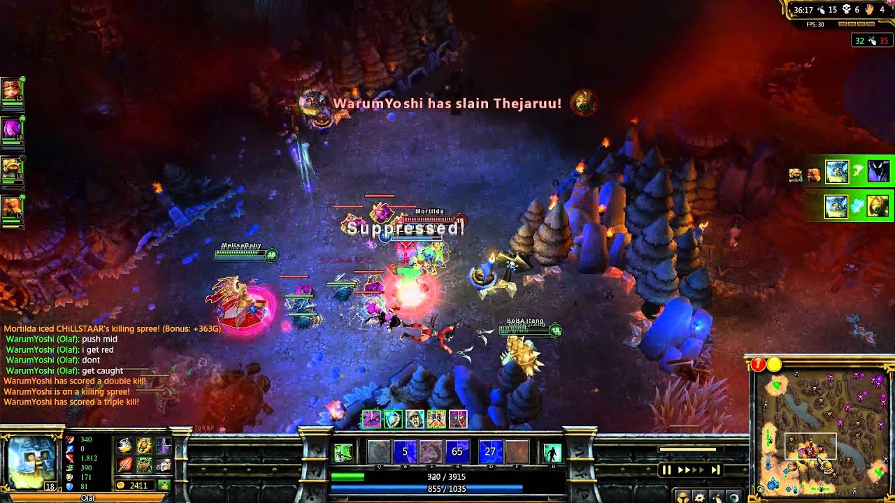 League of Legends Olaf Quadra Kill