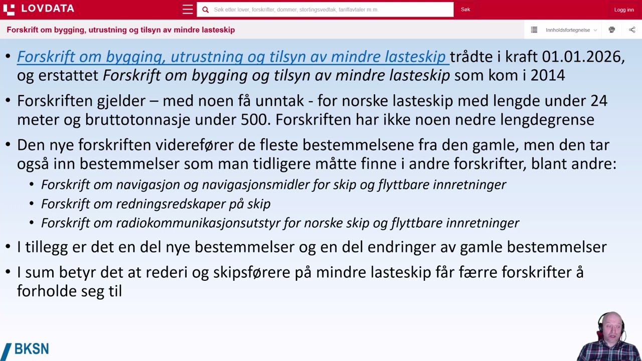 Forskrift mindre lasteskip 2026 intro