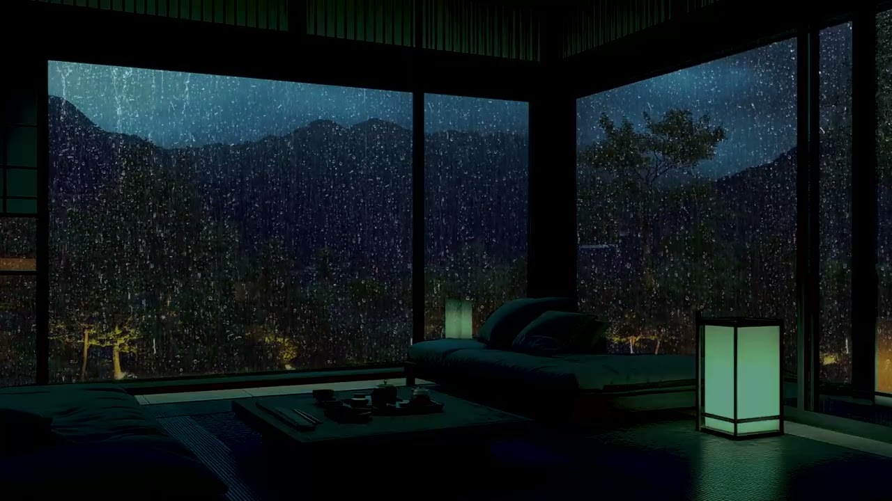 Night Rain Window Soundscape with Piano | Deep Sleep Ambience for Inner Calm