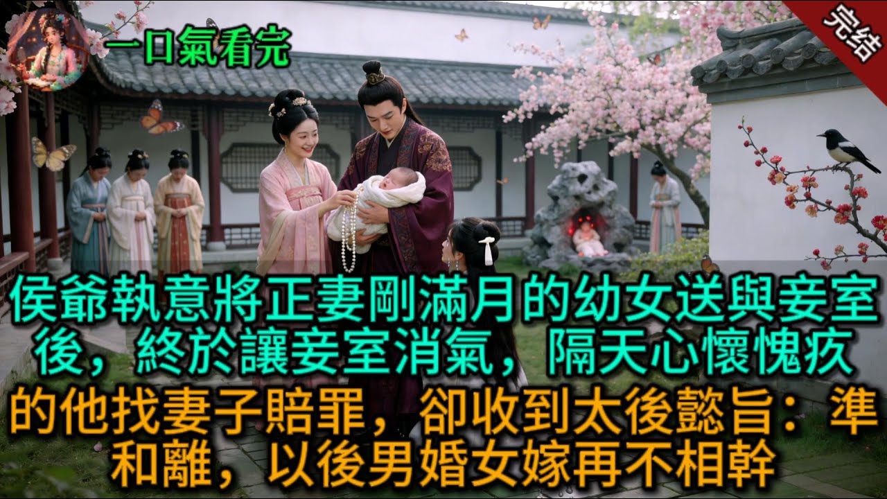 侯爺執意將正妻剛滿月的幼女送與妾室後，終於讓妾室消氣，隔天心懷愧疚的他找妻子賠罪，卻收到太後懿旨：準和離，以後男婚女嫁再不相幹。