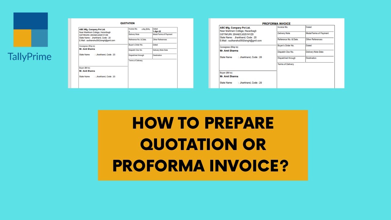 HOW TO PREPARE QUOTATION OR PROFORMA INVOICE IN TALLY PRIME ?
