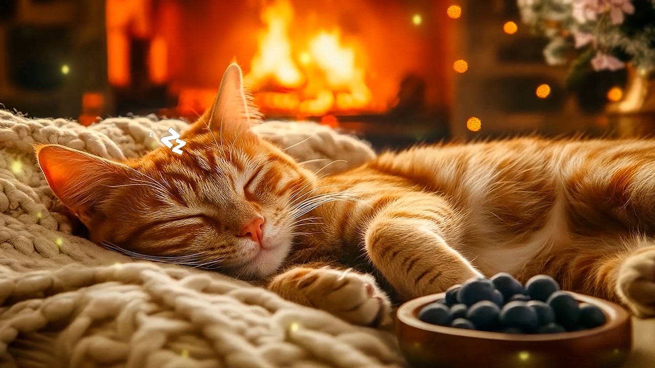 12 Hours of Cat Sleep Music 🌿 Warm Fireplace Piano to Help Cats Sleep & Relieve Cat Anxiety Fast 😻