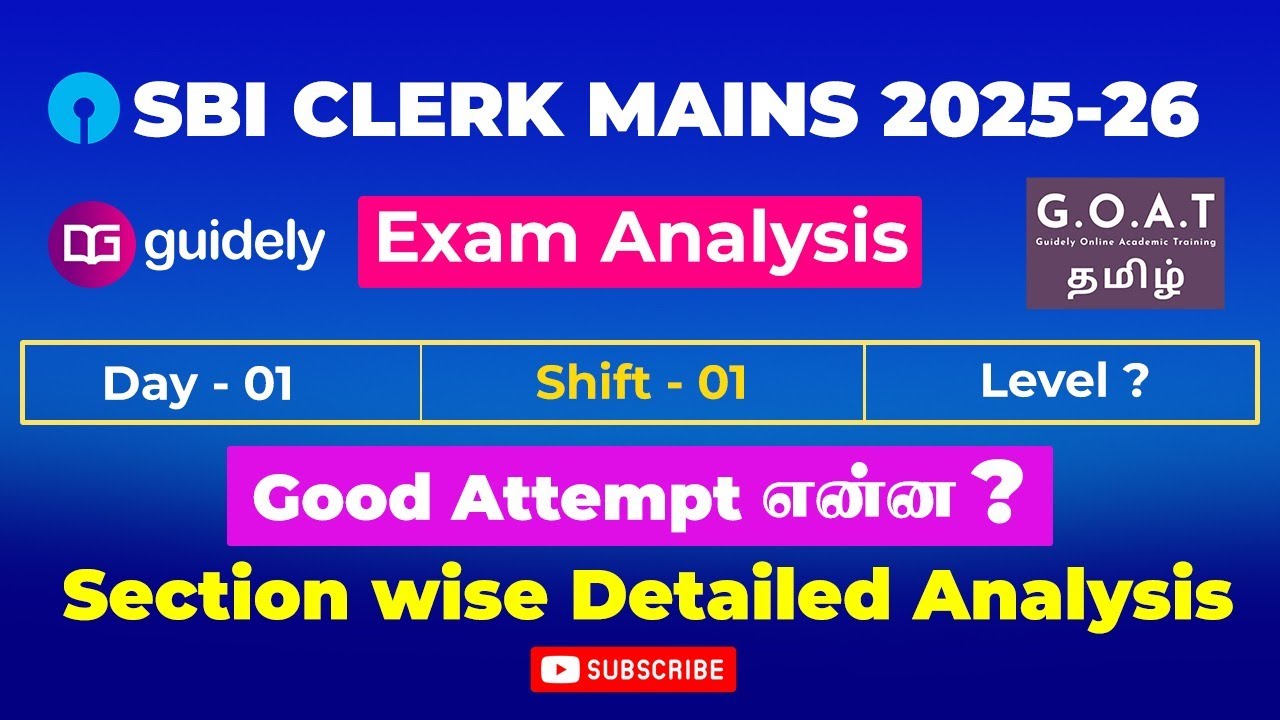 SBI Clerk Mains 2025 Shift 1 Detailed Analysis | Good Attempt