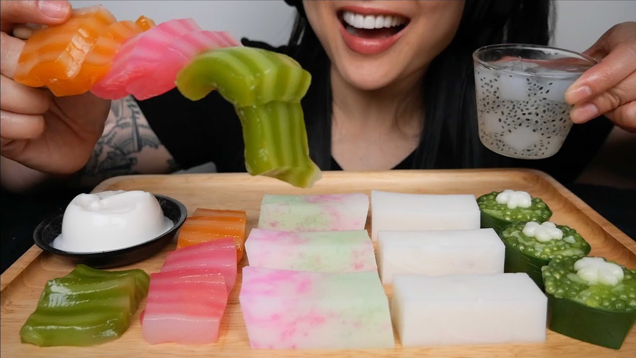 THAI DESSERT *JELLO + LAYER CAKE + PUDDING (ASMR EATING SOUNDS) NO TALKING | SAS-ASMR