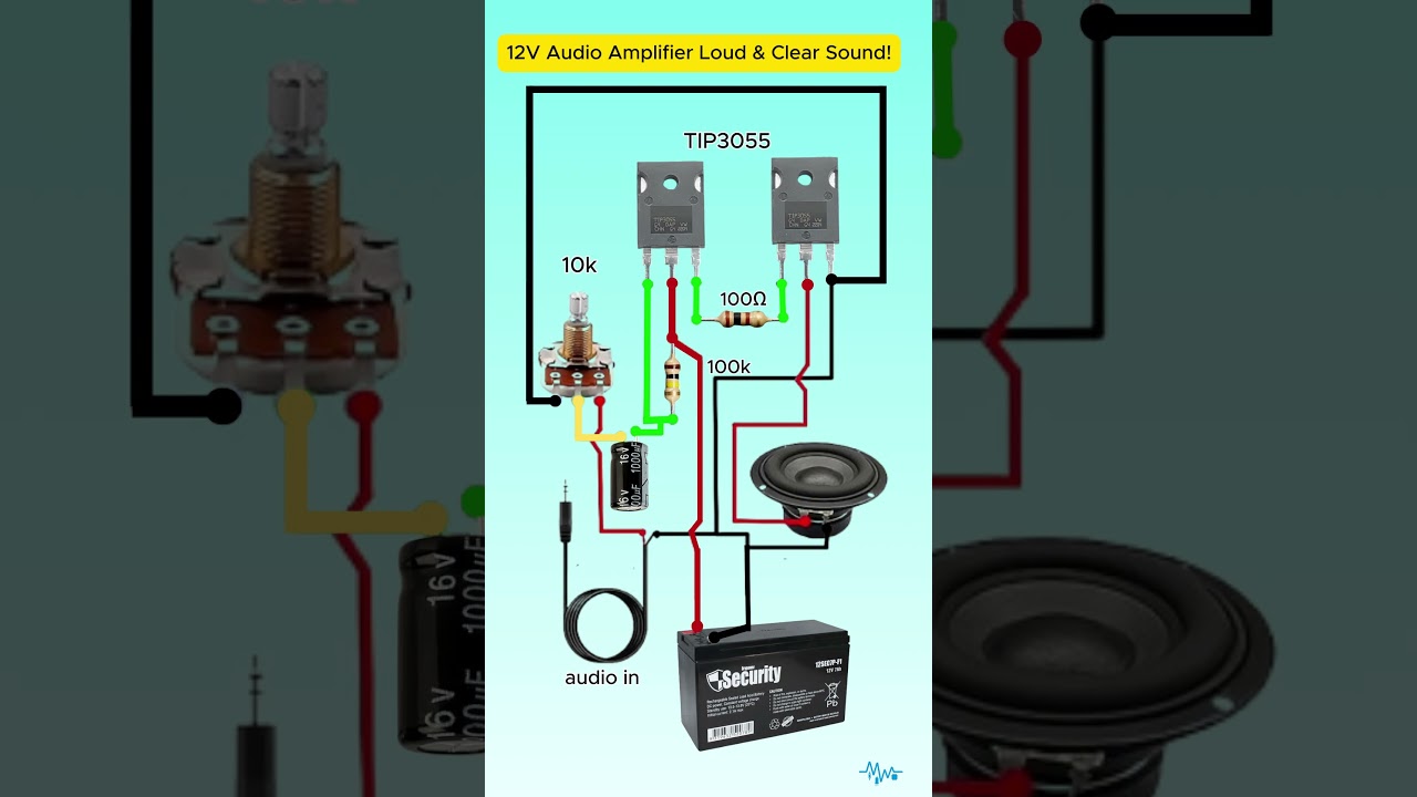 Homemade 12V Audio Amplifier Using TIP3055 Transistors #Shorts
