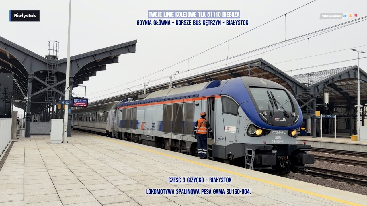 Poland Train TLK 51110 BIEBRZA Gdynia Główna - Korsze Bus Kętrzyn -Białystok 3 Polska z tyłu pociągu