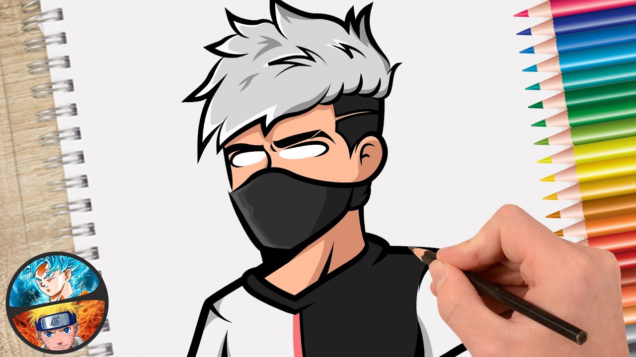 COMO DIBUJAR CARTOON DE FREE FIRE SKIN ( PELO GRIS )
