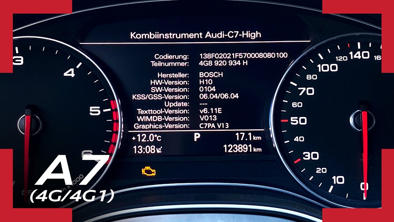 Instrument Cluster hidden menu in Audi A7/S7/RS7 C7 (4G/4G1)