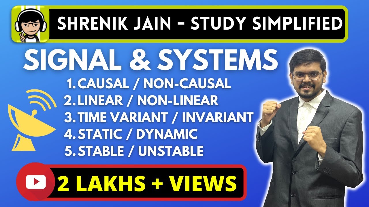 Causal/Non-causal, Linear/Non-linear, Time Variant/Invariant, Static/Dynamic, Stable /Unstable