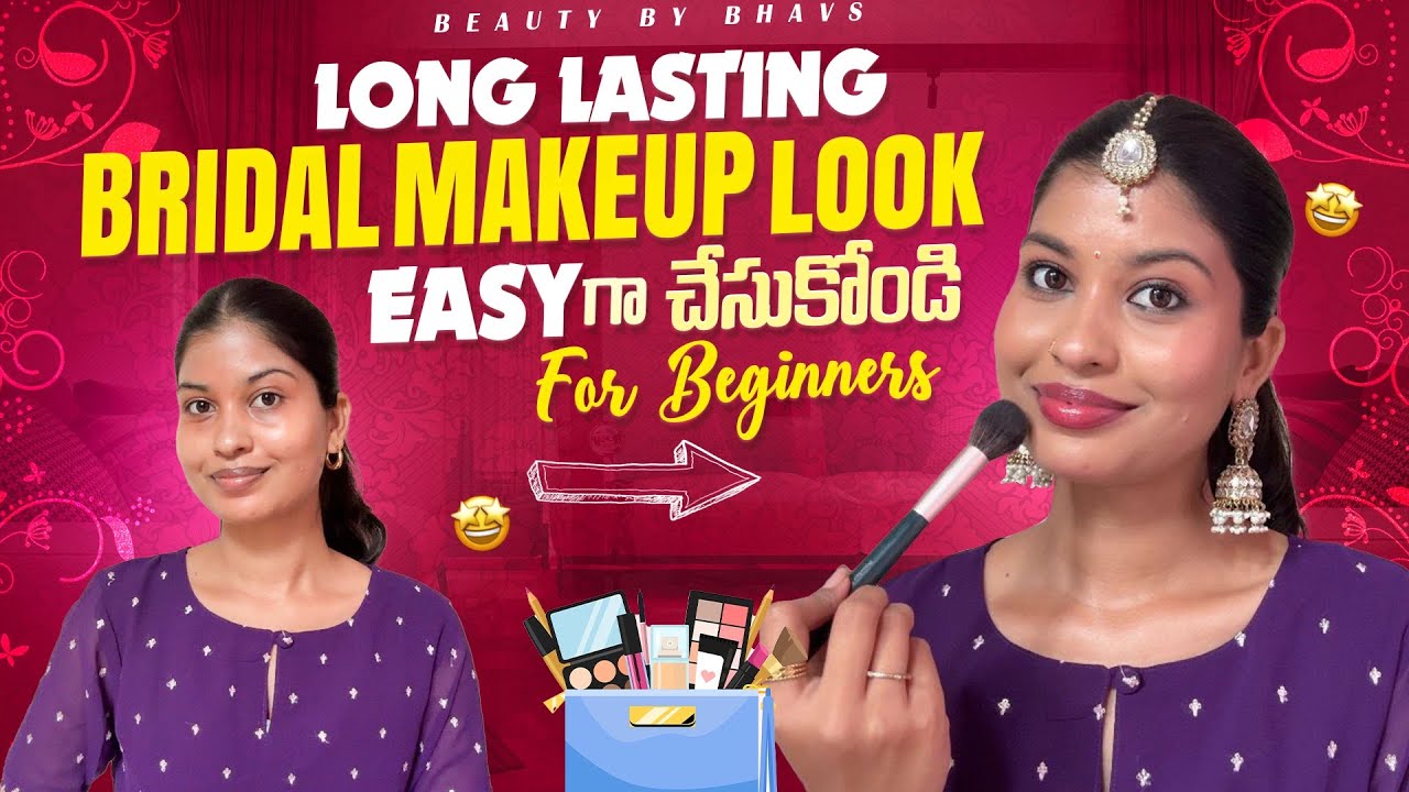 Bridal Makeup for Beginners | Long-Lasting Wedding Look Step-by-Step in Telugu | Beautybybhavs 