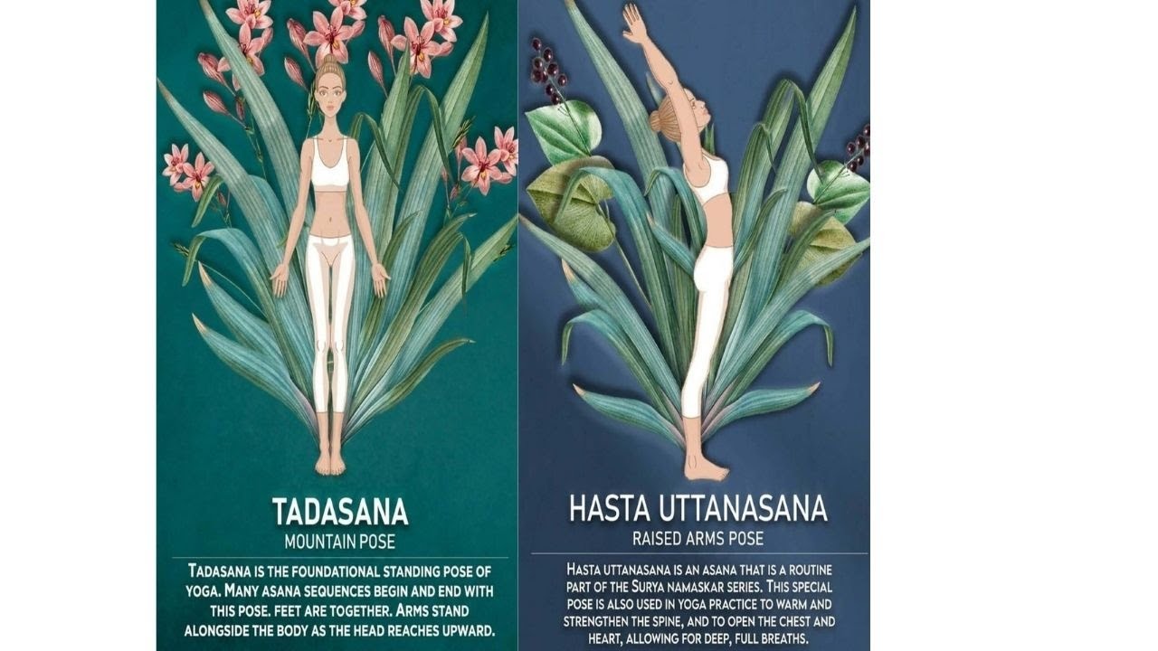 Tadasana (mountain pose) & Hasta uttanasana (raised hands pose) Anahata (heart) chakra