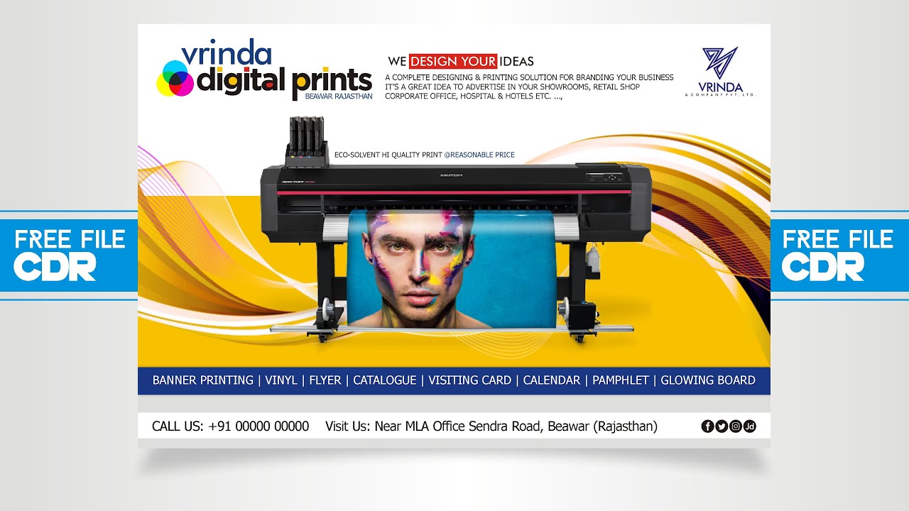 Printing Press Banner Design | Offset Shop Banner | Digital Flex Hoarding Design In Corel Draw Easy