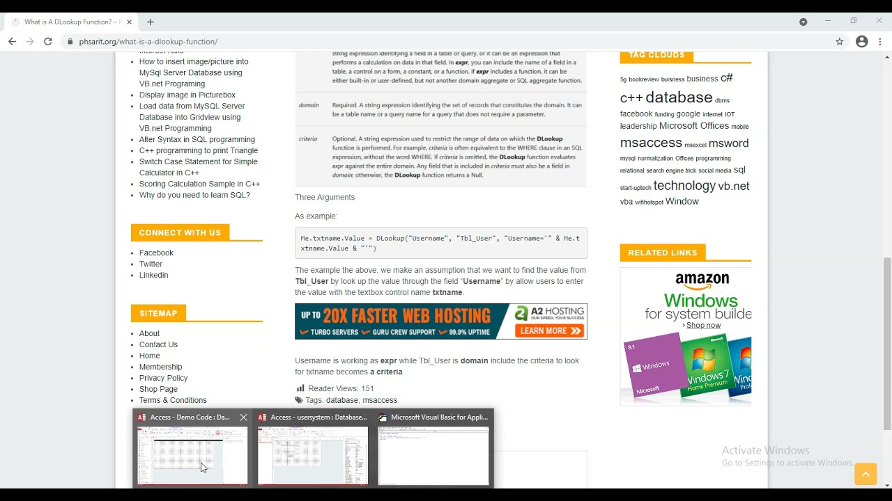 how to use DLOOKUP FUNCTION to check if user is existed in database. Using Microsoft Access