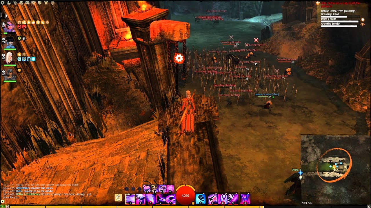 GW2- Ascalonian Catacombs explorable mode - Defend Detha from gravelings (Charr path)