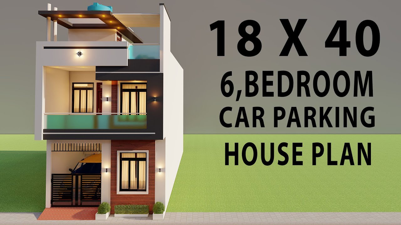 18x40 6 Bedroom With Car Parking House Elevation,Beautiful house design3D Makan Ka Naksha